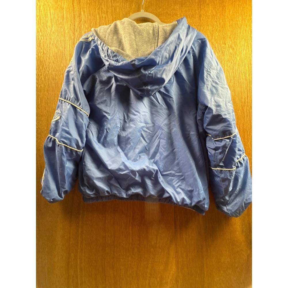 Unisex Weather Tamer Y2K Jacket Size Small Blue Fair Striped Hooded Jersey - Picture 6 of 8